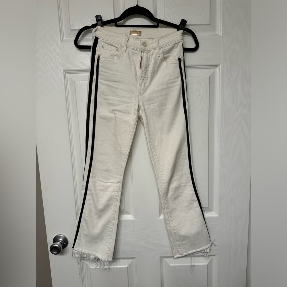 Mother Insider Crop White Black stripe 24